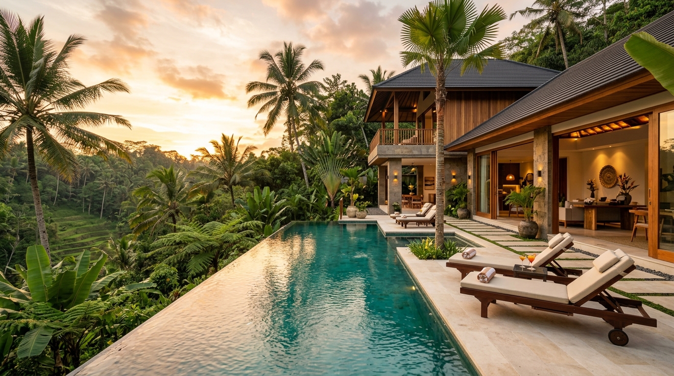 Ubud boutique retreat website with wellness booking system